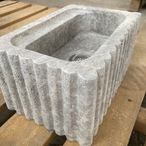 Travertin Bathroom Sink Wall Mount Marble Sink Marble Bathroom Sink Powder Room Sink Natural Stone Sink Silver Travertine Sink Custom Vanity