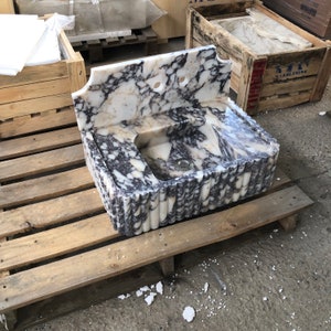 Calacatta Viola Marble Sink, Marble Countertop Sink, Wall Mounted Sink, Carved Sink, Custom Order Sink, Vanity Sinks, Powder Room Sinks Sink