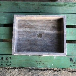 Travertine Sink Split Face Design - 100% Natural Stone - Handcrafted - Sink for Bathroom - Stone Sink - Marble Sink - Rustic Designs