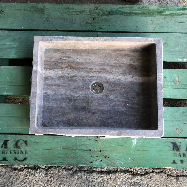 Travertine Sink Split Face Design - 100% Natural Stone - Handcrafted - Sink for Bathroom - Stone Sink - Marble Sink - Rustic Designs
