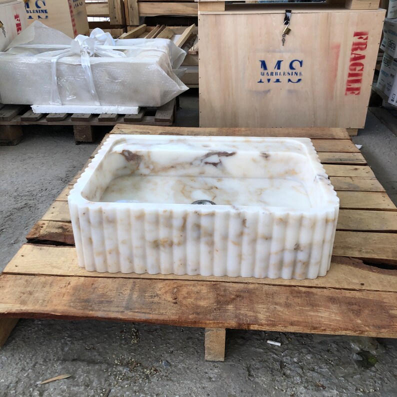 River Stone Vessel Sinks, Bathroom Art, Stone Sinks, Stone Sinks, Bathroom Sinks, Natural Sinks, Calacatta Sinks, Vanity Wash Basins Calacatta Marble Stone Sink Bathroom Vanity Modern Sink