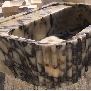 Calacatta Viola Marble Sink, Stone Sink, Hand Carved Sink, Marble Sink, Round Corner, Wall Sink, Special Order Sink, Sink Vanity