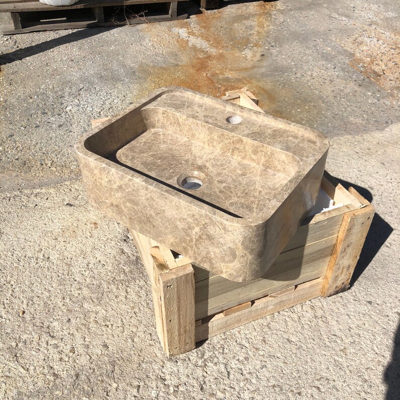 Elegant Bathroom Sink Wall Mount Marble Sink Marble Bathroom Sink Powder Room Sink Top Natural Stone Emperador Marble Sink Custom Vanity