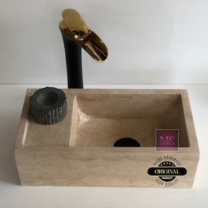 Farm House Sink, Natural Stone Sink, Beige Sink, Wall mounted  Marble Sink Vanity