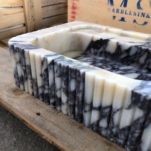 Custom Size Handcarved Calacatta Viola Marble Sink – A Luxurious Vessel Sink Ideal for Bathroom Vanities