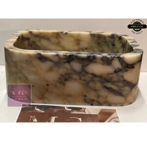 Custom Handcarved Calacatta Viola Marble Sink | Luxury Bathroom Vanity & Vessel Sink | Unique Natural Stone Elegance
