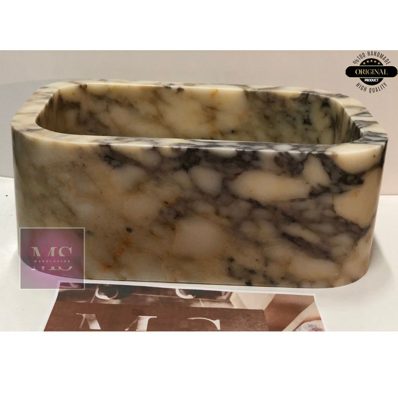 Custom Handcarved Calacatta Viola Marble Sink | Luxury Bathroom Vanity & Vessel Sink | Unique Natural Stone Elegance