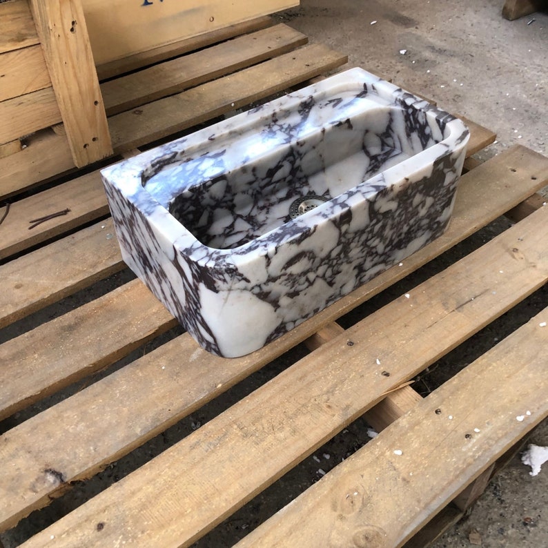 Calacatta Bathroom Sink Wall Mount Marble Sink Marble Bathroom Sink Powder Room Sink Top Natural Stone Calacatta Marble Sink Custom Vanity