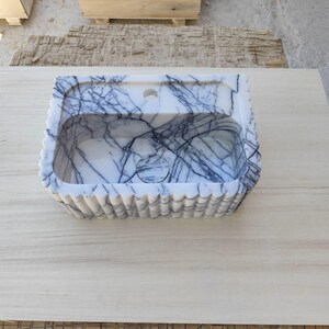 Natural Stone Vessel Bathroom Sink, Chiseled Ojinaga Marble, Vanity Sink