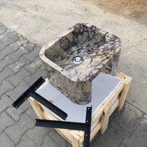 Marble Vessel Sink, Handmade, Marble Sink, Stone Sink, Rectangle Design with or without Faucet Hole, Sleek and Modern Washbasin for Bathroom