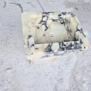 Handmade Calacatta Viola Marble Sink – Custom Wall Mount or Countertop Vanity Basin – Solid Stone Bathroom Sink, Unique Italian Marble Washbasin