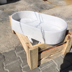 Elegant Bathroom Sink Wall Mount Marble Sink Marble Bathroom Sink Powder Room Sink Top Natural Stone Carrara Marble Sink Custom Vanity