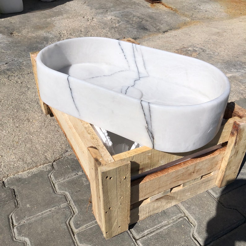 Elegant Bathroom Sink Wall Mount Marble Sink Marble Bathroom Sink Powder Room Sink Top Natural Stone Carrara Marble Sink Custom Vanity