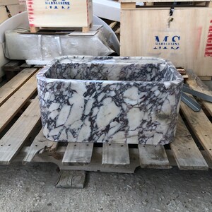 Elegant Bathroom Sink Wall Mount Marble Sink Marble Bathroom Sink Powder Room Sink Top Natural Stone Calacatta Marble Sink Custom Vanity Calacatta Viola Marble Sink: Handcrafted Wall Mount Bathroom Vanity Farmhause Sink
