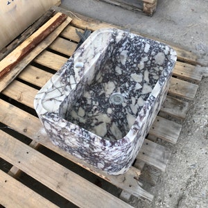 Elegant Bathroom Sink Wall Mount Marble Sink Marble Bathroom Sink Powder Room Sink Top Natural Stone Calacatta Marble Sink Custom Vanity Calacatta Viola Marble Sink: Handcrafted Wall Mount Bathroom Vanity Farmhause Sink