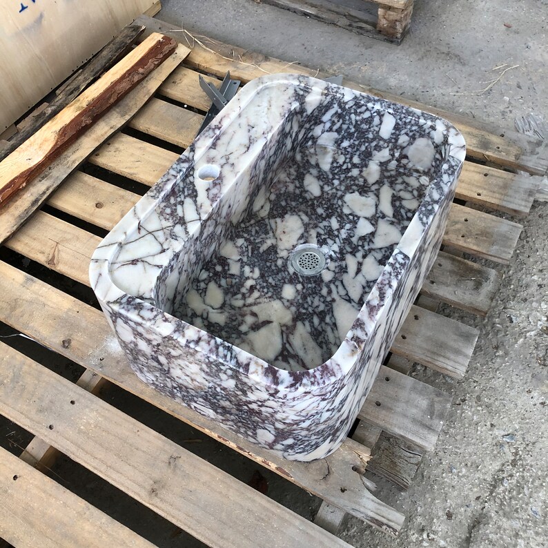 Elegant Bathroom Sink Wall Mount Marble Sink Marble Bathroom Sink Powder Room Sink Top Natural Stone Calacatta Marble Sink Custom Vanity Calacatta Viola Marble Sink: Handcrafted Wall Mount Bathroom Vanity Farmhause Sink