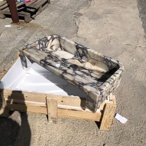 Calacatta Viola Marble Sink, Stone Sink, Hand Carved Sink, Marble Sink, Round Corner, Wall Sink, Special Order Sink, Handmade Sink Vanity