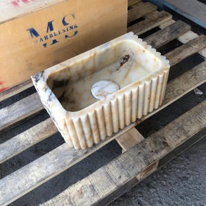 Elegant Bathroom Sink Wall Mount Marble Sink Marble Bathroom Sink Powder Room Sink Top Natural Stone Calacatta Marble Sink Custom Vanity