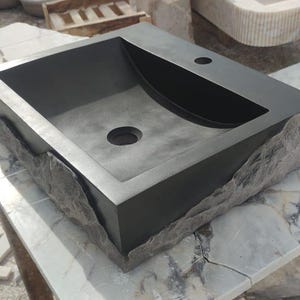 Marble Sink, Wall-mount Sink, Bathroom Sink Natural Stone Sink Custom Marble Bathroom Marble Vanity, Stone Sink,  Farmhouse Black Sink