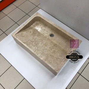 Emperador Marble Sink Custom Order Stone Washbasin Marble Vessel Sink  Wall Mount Sink  Marble Vanity Sink  Bathroom Vanity