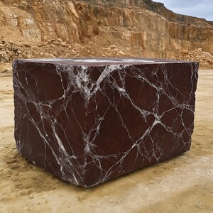Rosso Levanto Marble Sink – Handmade Red Stone Bathroom Vanity, Wall Mount or Countertop, Custom Size Luxury Sink