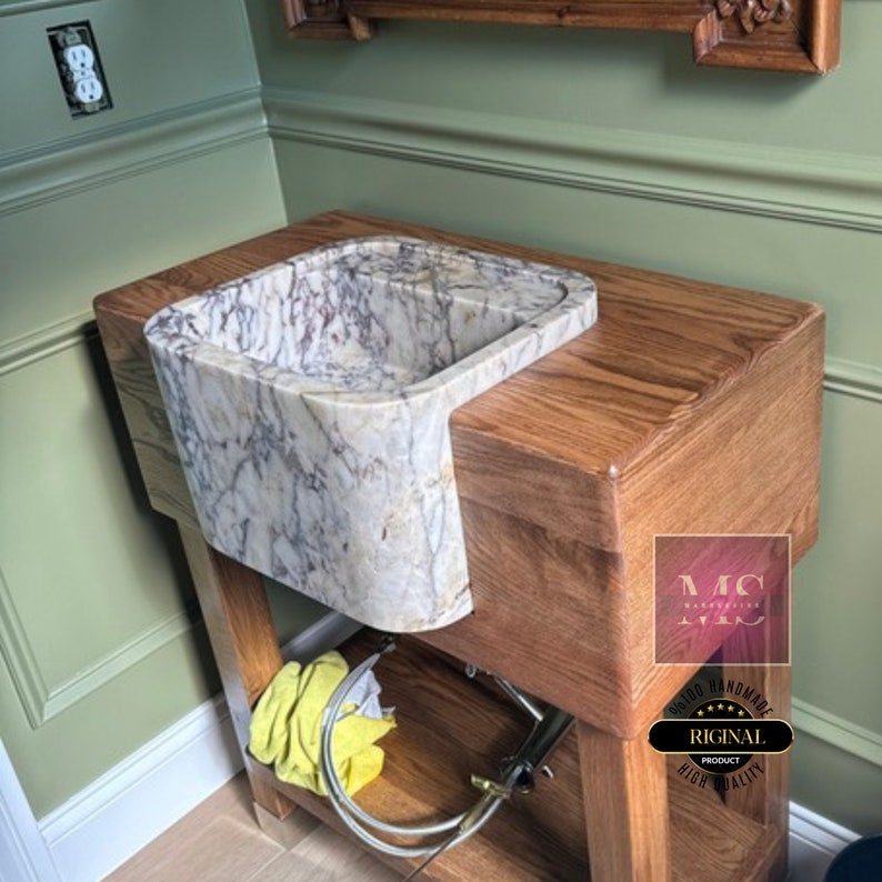 Marble Vessel Sink, Handmade, Marble Sink, Stone Sink, Rectangle Design with or without Faucet Hole, Sleek and Modern Washbasin for Bathroom