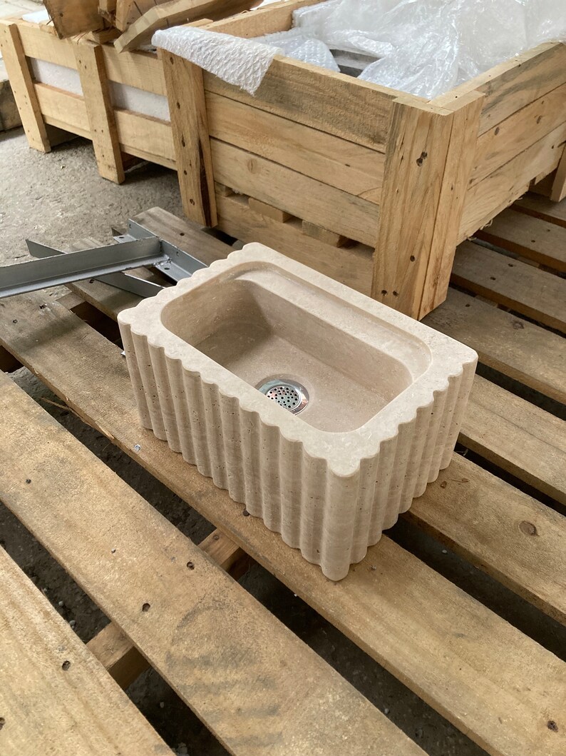Elegant Bathroom Sink Wall Mount Marble Sink Marble Bathroom Sink Powder Room Sink Top Natural Stone Travertine Marble Sink Custom Vanity