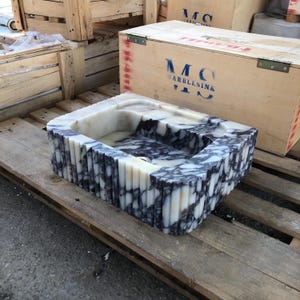 Custom Size Handcarved Calacatta Viola Marble Sink – A Luxurious Vessel Sink Ideal for Bathroom Vanities