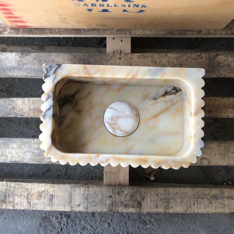 Elegant Bathroom Sink Wall Mount Marble Sink Marble Bathroom Sink Powder Room Sink Top Natural Stone Calacatta Marble Sink Custom Vanity