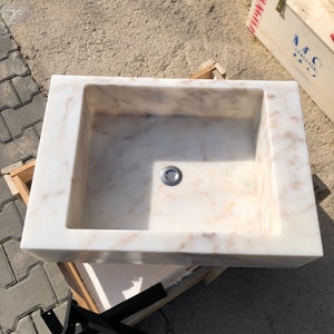 Calacatta Gold Marble Sink, Stone Sink, Hand Carved Sink, Marble Sink, Round Corner, Wall Sink, Rare Find, Special Order Sink, Sink Vanity Wall Mounted sink, marble sink vanity, marble sink basin, sink calacatta viola, grooved Front, Sinks for Kitchen, Sinks For Bathroom, Sinks on a Stand, Sinks and Vanities, Sinks for Vanity, Sink With Backsplash, Sinks With Vanity, Wall Hanging