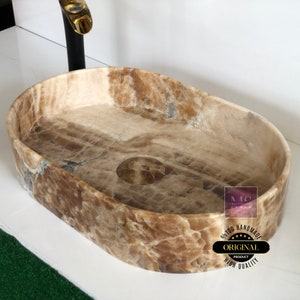 Onyx Bathroom Sink Custom Vanity Top Custom Marble Sink Wall Mount Marble Sink Marble Bathroom Sink Powder Room Sink, Marble vanity sink