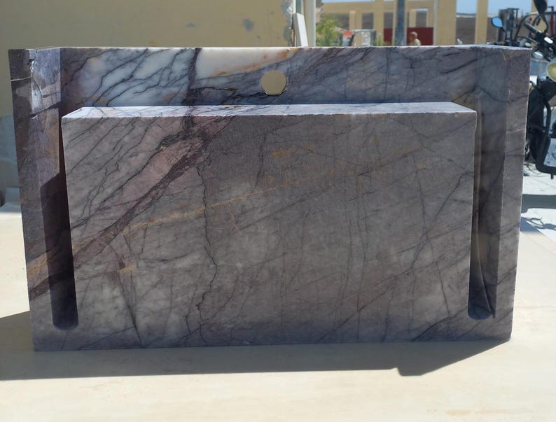 Carrara Marble Sink with Backsplash - Wall Mounted Marble Bathroom Sink, Marble Vanity Top, White Marble Powder Room Sink - Custom Vanity