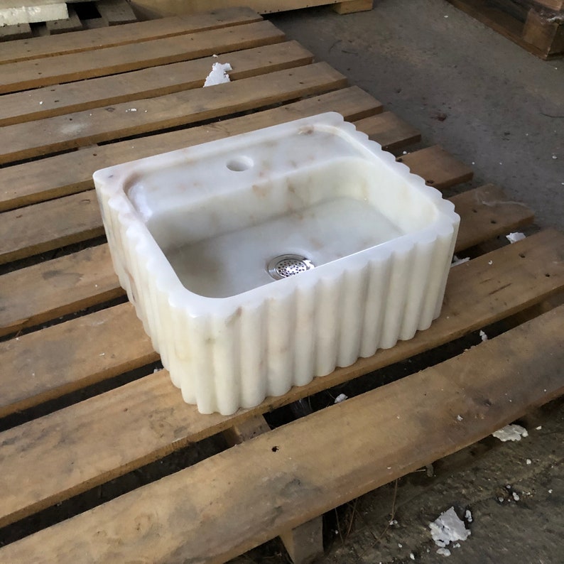 Marble Vessel Sink, Handmade, Small Rectangle Design with or without Faucet Hole, Sleek and Modern Washbasin for Bathroom.
