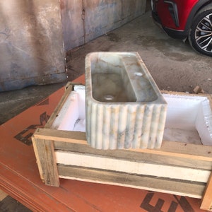 Calacatta Viola Marble Sink, Stone Sink, Hand Carved Sink, Marble Sink, Round Corner, Wall Sink, Special Order Sink, Sink Vanity