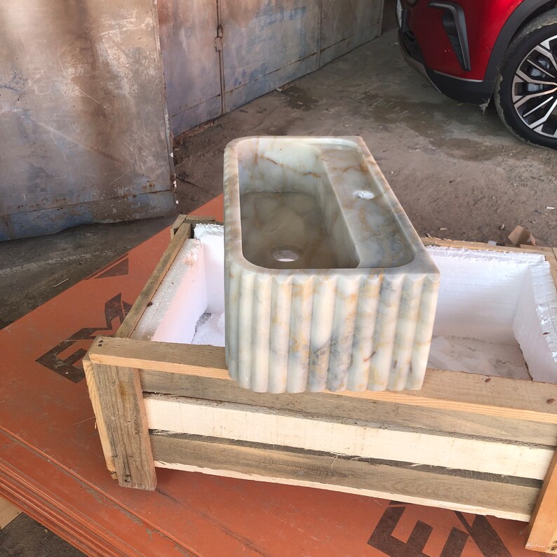 Calacatta Viola Marble Sink, Stone Sink, Hand Carved Sink, Marble Sink, Round Corner, Wall Sink, Special Order Sink, Sink Vanity