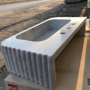 Elegant Bathroom Sink Wall Mount Marble Sink Marble Bathroom Sink Powder Room Sink Top Natural Stone Carrara Marble Sink Custom Vanity