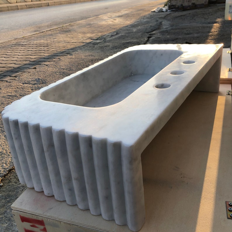 Elegant Bathroom Sink Wall Mount Marble Sink Marble Bathroom Sink Powder Room Sink Top Natural Stone Carrara Marble Sink Custom Vanity