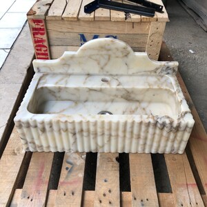 Calacatta Gold Marble Sink, Stone Sink, Hand Carved Sink, Marble Sink, Round Corner, Wall Sink, Special Order Sink, Sink Vanity