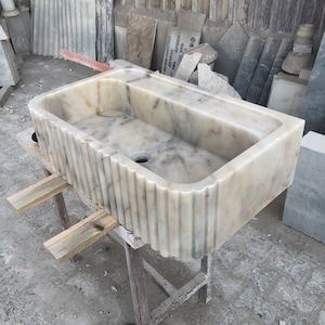 Calacatta Viola Marble Sink, Stone Sink, Hand Carved Sink, Marble Sink, Round Corner, Wall Sink, Special Order Sink, Vanity Sink Bathroom