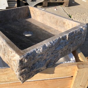 Marble Sink, Natural Stone Sink, Sink For Bathroom, Marble, Sink, Stone Sink, Silver Travertine Thin Edge Rectangular Sink