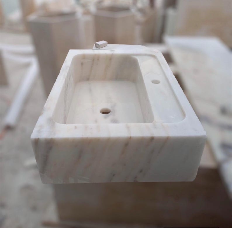 Elegant Bathroom Sink Wall Mount Marble Sink Marble Bathroom Sink Powder Room Sink Top Special Size Sink Calacatta Marble Sink Custom Vanity