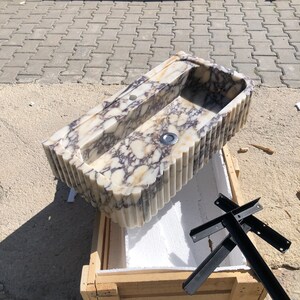 Calacatta Viola Marble Sink, Stone Sink, Hand Carved Sink, Marble Sink, Round Corner, Wall Sink, Special Order Sink, Handmade Sink Vanity