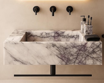 Natural Stone Vessel Bathroom Sink, Chiseled Ojinaga Marble, Vanity Sink