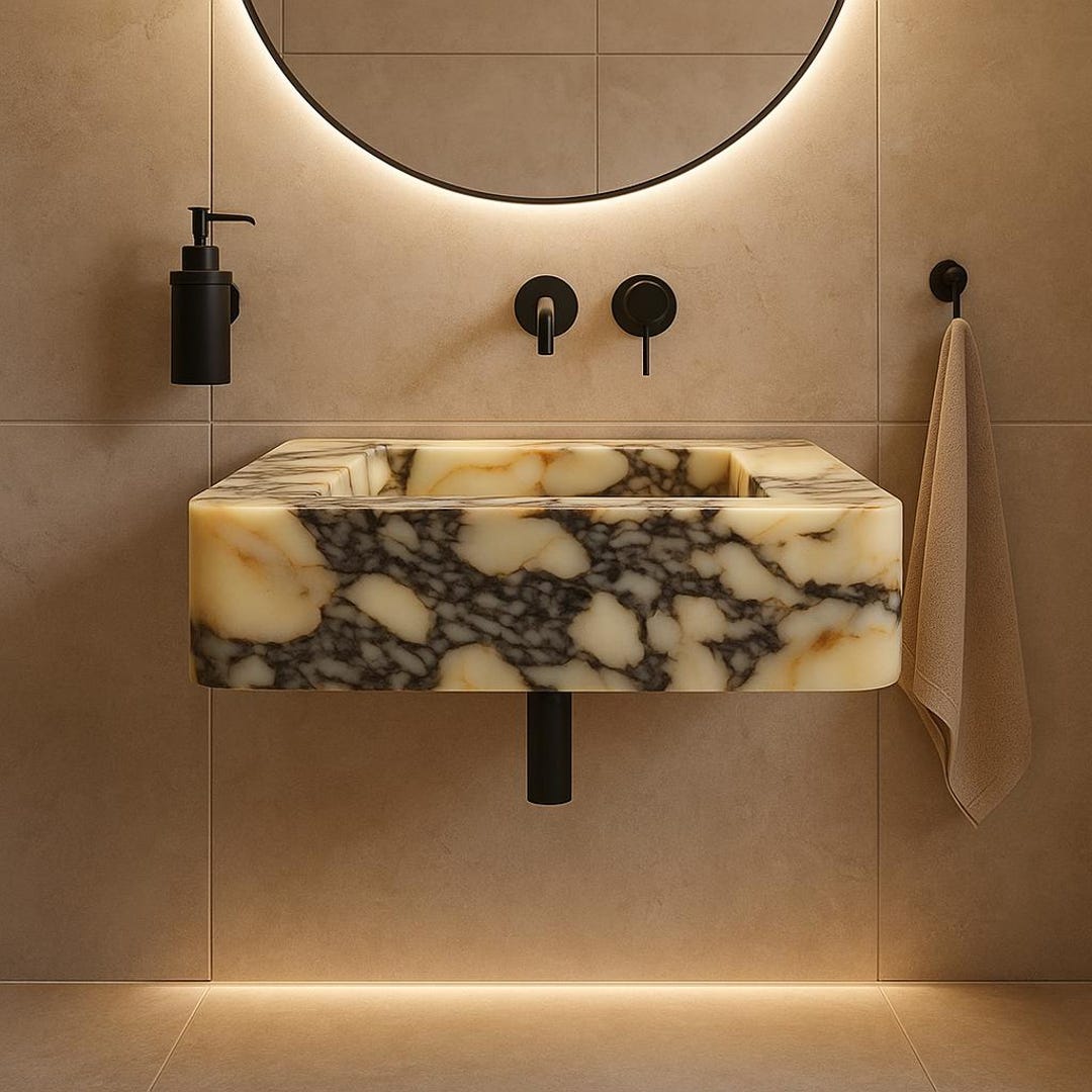 Handmade Calacatta Viola Marble Sink - Custom Vanity Basin