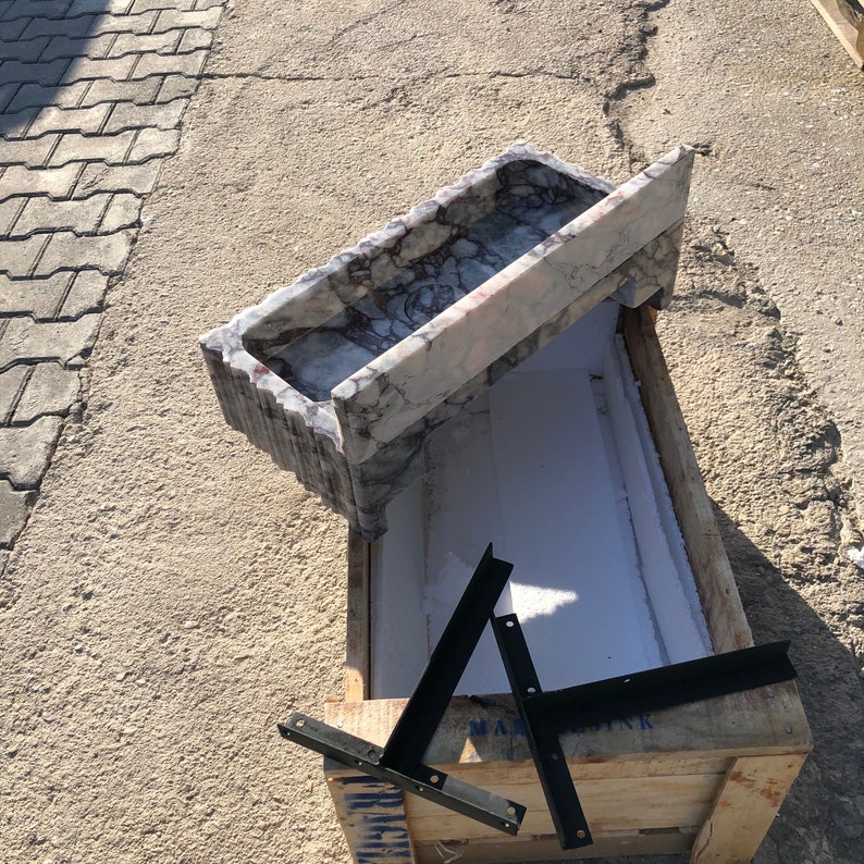 Calacatta Viola Marble Sink, Custom Order Sink, Powder Room Sink, Wall Mount Sink, Custom order Bathroom Vanity