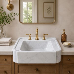 Luxury Carrara Marble Sink, Viola Premium Hand Carved Marble Wash Basin, Custom Size High Quality Bathroom Vanity