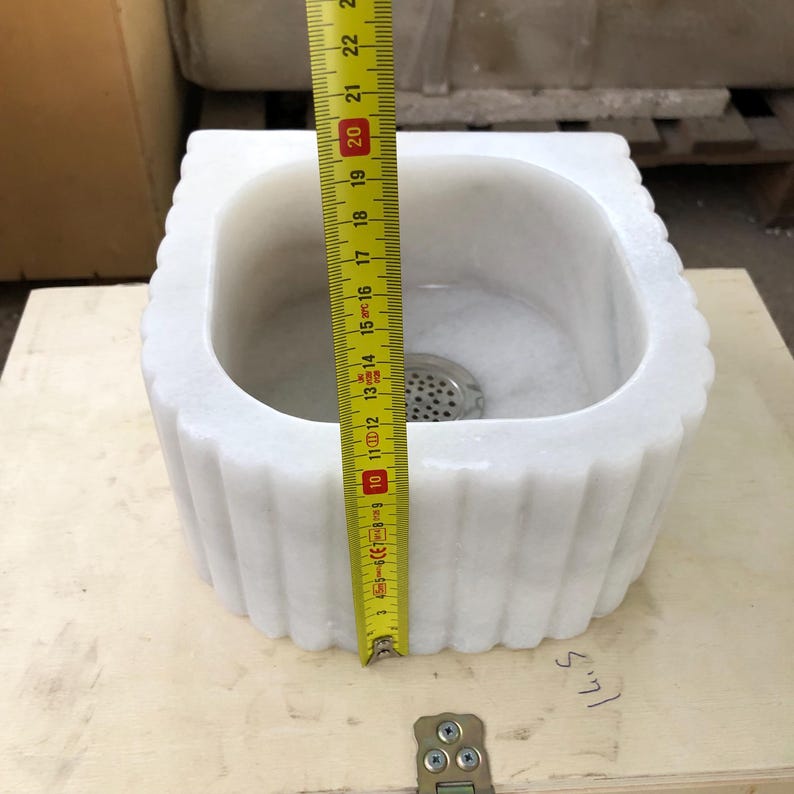 Small Bathroom Sink, Carrara White Marble Sink, Farmhouse Sink, Vanity Sink, Perfect for Small Spaces, Tiny Bathroom or Kitchen Vanity
