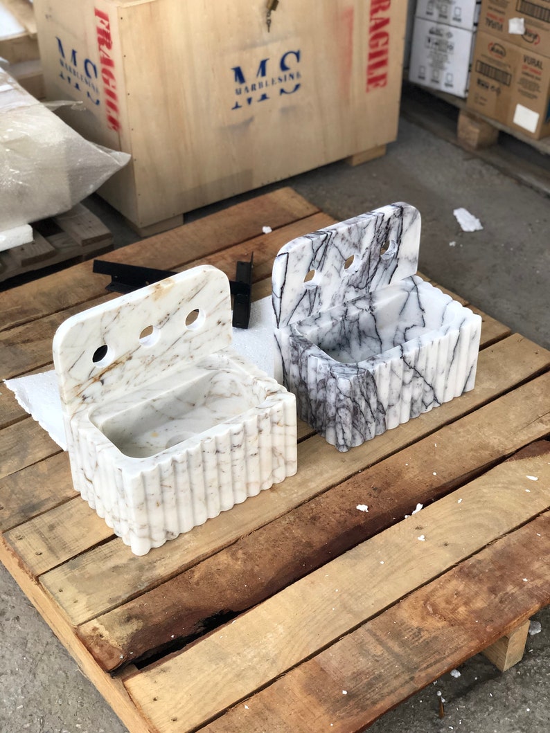 lilac marble sink, small marble sink, marble sink with backsplash, bathroom vanity sink, powder room sink, lilac stone basin, handmade marble sink, modern bathroom sink, luxury marble sink, custom marble sink, wall mounted marble sink, three hole marble sink, natural stone sink