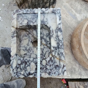 Calacatta Marble Double Sink Set – Hand-Carved, Wall-Mount or Countertop, Bamboo Design, Custom Stone Sink, Custom Marble Sink