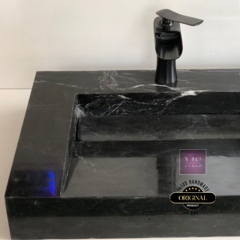 Nero marguina Marble for Bathroom Sink Black Marble Sink Wall Mount Marble Sink  Custom Vanity Top Custom Marble Sink Powder Room Sink
